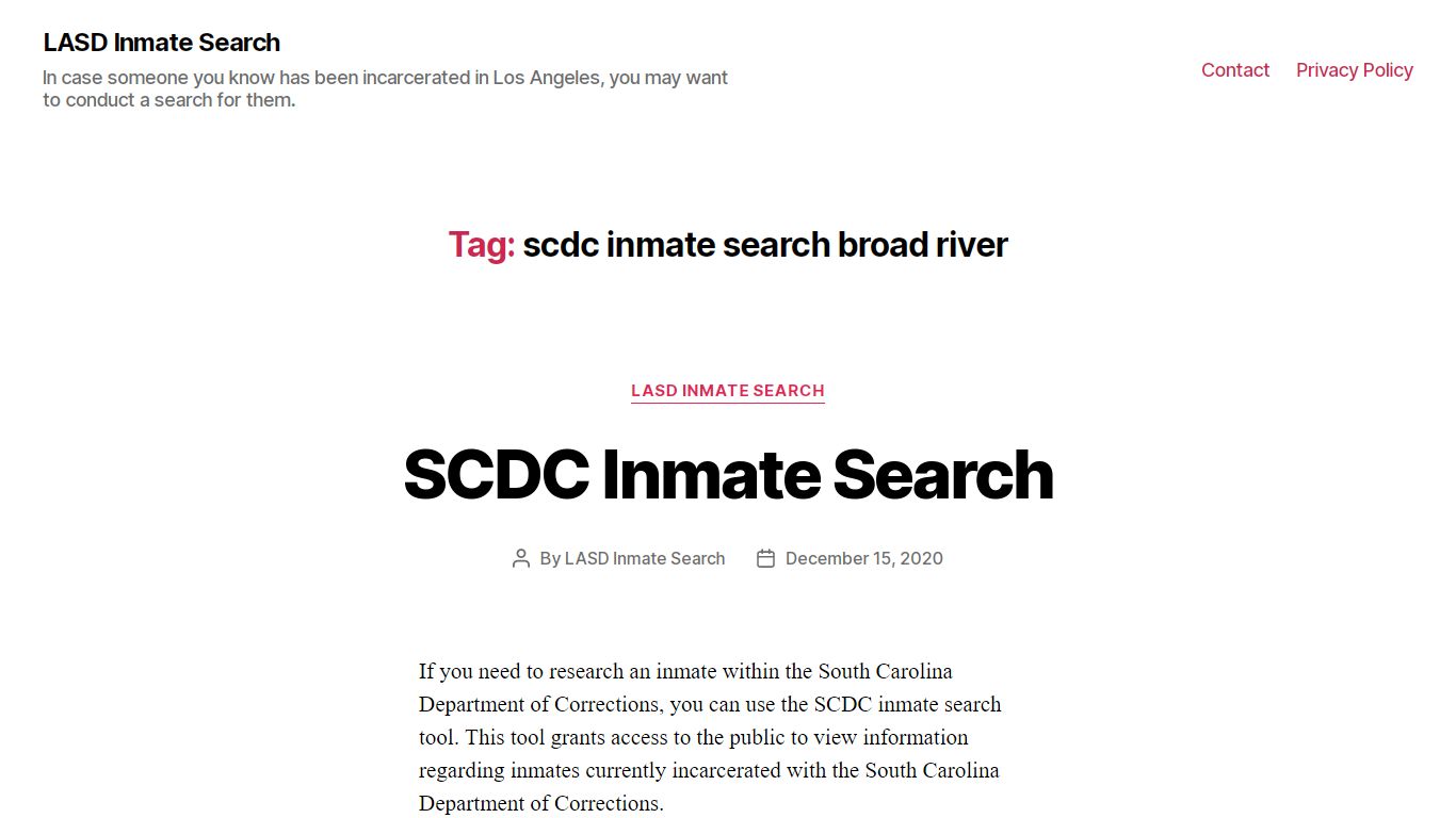 scdc inmate search broad river – LASD Inmate Search